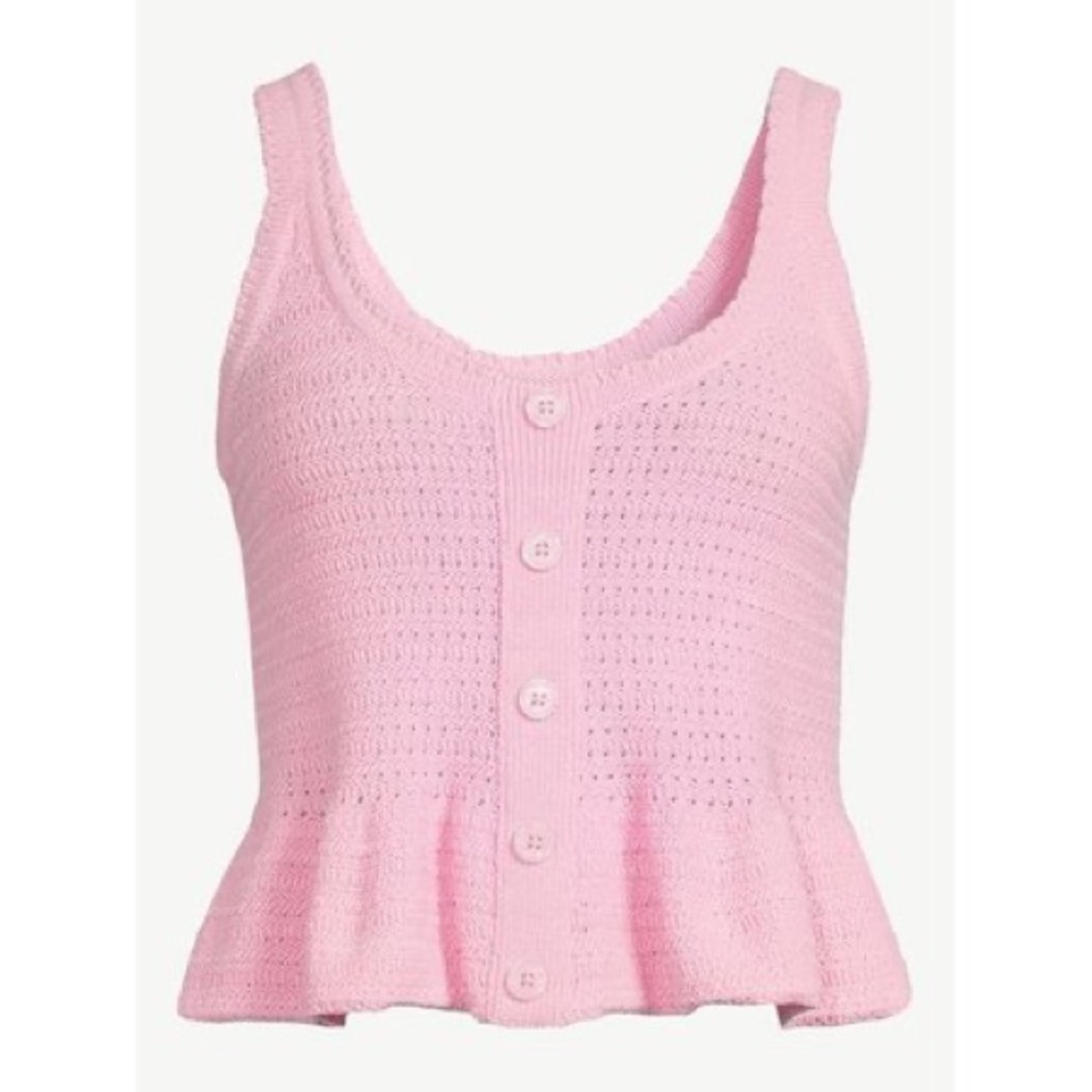 Pink Peplum Sweater Tank Top